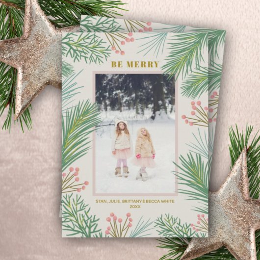 Pines Berries kerstfoto Feestdagenkaart