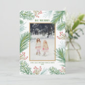 Pines Berries kerstfoto Feestdagenkaart (Staand voorkant)