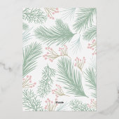 Pines Berries kerstfoto Folie Feestdagenkaart (Achterkant)