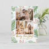 Pines Berries Multi-foto Feestdagenkaart (Staand voorkant)