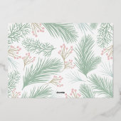 Pines Berries Navy Blue Kerstfoto Folie Feestdagenkaart (Achterkant)