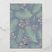 Pines Berries Navy Blue Kerstfoto Folie Feestdagenkaart (Achterkant)