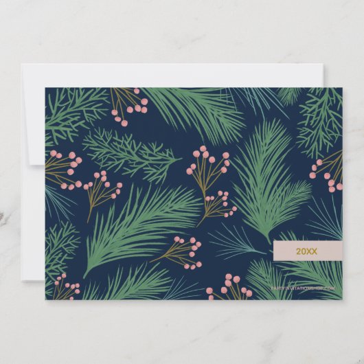 Pines Berries op marinefoto Feestdagenkaart (Achterkant)
