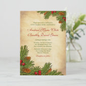 Pines Boughs Holiday Winter Wedding Invitation Kaart (Staand voorkant)