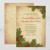 Pines Boughs Holiday Winter Wedding Invitation Kaart (Voorkant / Achterkant)