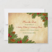 Pines Boughs Holiday Winter Wedding Save the Date (Voorkant)