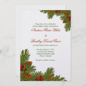 Pines Boughs Xmas Winter Wedding Invitation Kaart (Voorkant / Achterkant)