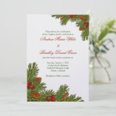 Pines Boughs Xmas Winter Wedding Invitation Kaart (Staand voorkant)