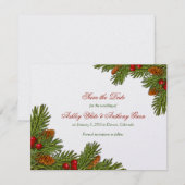 Pines Boughs Xmas Winter Wedding Save the Date (Voorkant / Achterkant)
