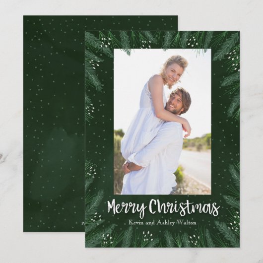 Pines Branches kerstfoto Feestdagenkaart (Voorkant / Achterkant)