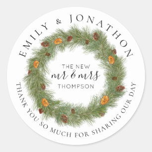 Pines Citrus Namen Kerstmis Bruiloft Dank u Ronde Sticker
