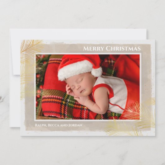 Pines Kerstfeestdag Foto geboorteaankondigingen Feestdagenkaart (Voorkant)