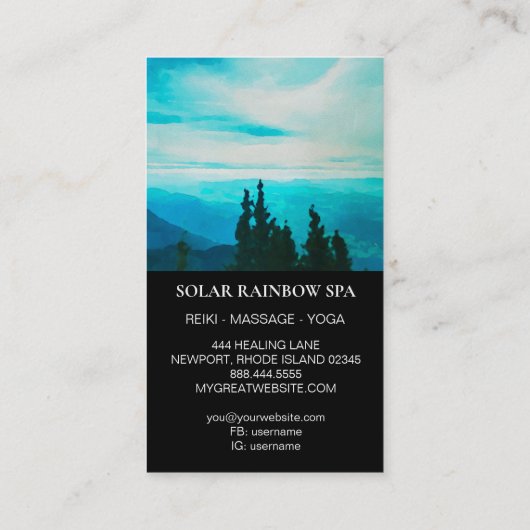 *~* Pines Mountains Sun Rainbow Blue Visitekaartje (Achterkant)