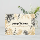Pines Poinsettias Flat Kerstmis Feestdagenkaart (Staand voorkant)