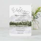 Pines Rustic Bergbos Bruiloft Kaart (Staand voorkant)