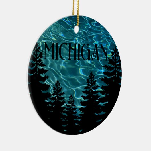 Pinetrees water hart Michigan Great Lake State Keramisch Ornament (Rechts)