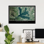 Pineview Reservoir - Huntsville Utah Satellite Map Poster (Thuiskantoor)