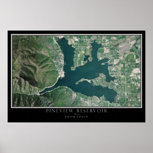 Pineview Reservoir - Huntsville Utah Satellite Map Poster (Voorkant)