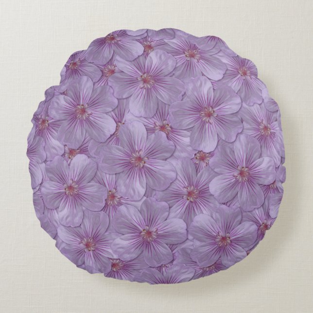 Pineywood Geranium Seamless Patroon Rond Kussen (Voorkant)