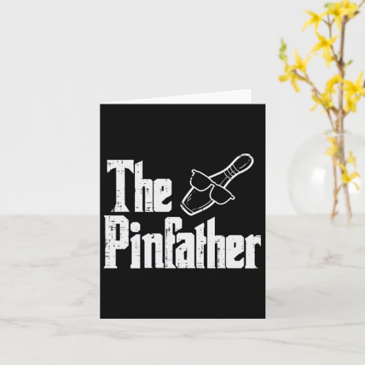 Pinfather Bowling Papa Vaders Dag Bowler Daddy Pap Kaart (Gele Bloem)