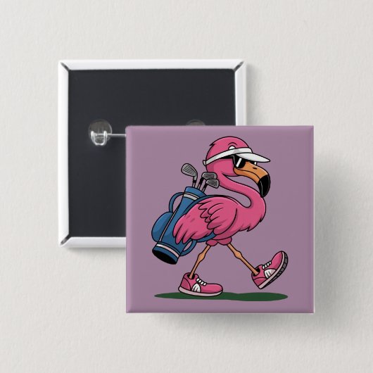 Ping Flamingo Golf Zonnebril Golf Liefhebber Vierkante Button 5,1 Cm (Voorkant /achterkant)