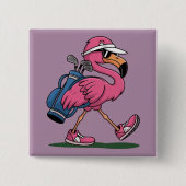Ping Flamingo Golf Zonnebril Golf Liefhebber Vierkante Button 5,1 Cm (Voorkant)