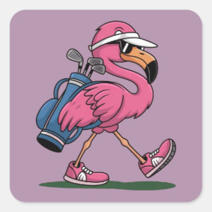 Ping Flamingo Golf Zonnebril Golf Liefhebber  Vierkante Sticker