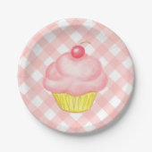 Ping Gingham Cupcake Paper Borden Papieren Bordje (Voorkant)