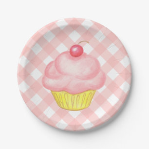 Ping Gingham Cupcake Paper Borden Papieren Bordje