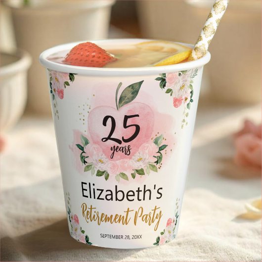 Ping Gold Apple Teacher Retirement Party Papieren  Bekers