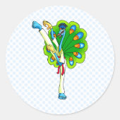 Ping Peacock Ronde Sticker (Voorkant)
