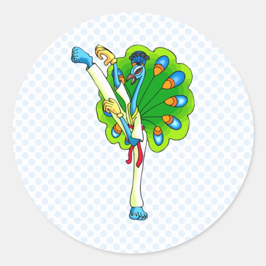 Ping Peacock Ronde Sticker (Voorkant)