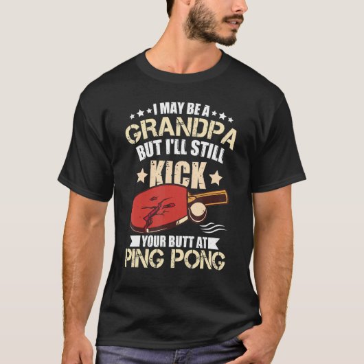 Ping Ping Pong Player Grandpa Table Tennis Mannen  T-shirt (Voorkant)