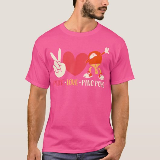 Ping Ping Pong Table Tennis Paddle Peace Love Ping T-shirt (Voorkant)