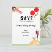 Ping Pong 40e verjaardag met hart Save date Kaart (Staand voorkant)