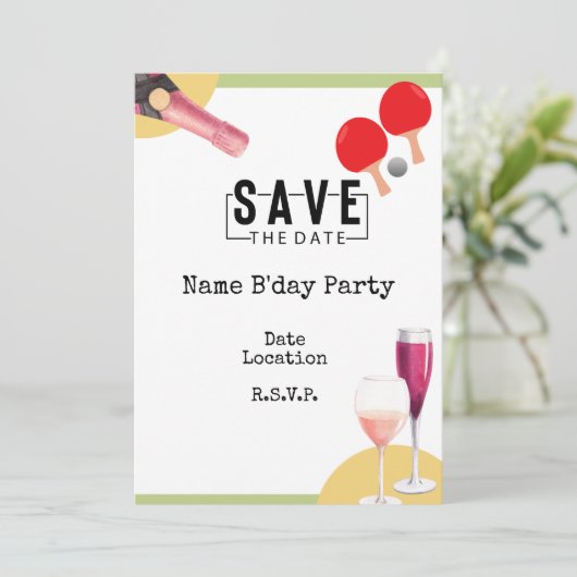 Ping Pong 40e verjaardag met hart Save date Kaart (Staand voorkant)