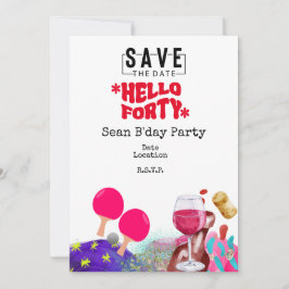 Ping Pong 40e verjaardagsfeestje Save date Kaart