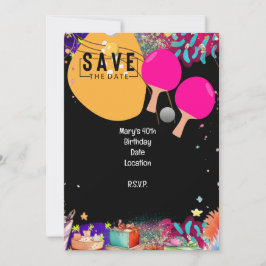 Ping Pong 40th Verjaardag Save the Date Kaart