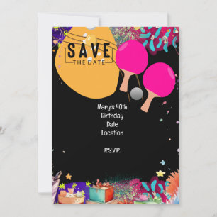 Ping Pong 40th Verjaardag Save the Date Kaart