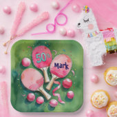 Ping pong 50e verjaardag met nummer 50 papieren bordje (Feest)