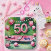 Ping pong 50e verjaardag met nummer 50 papieren bordje (Feest)