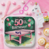 Ping pong 50e verjaardag met nummer 50 papieren bordje (Feest)