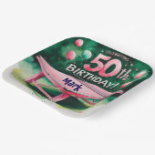 Ping pong 50e verjaardag met nummer 50 papieren bordje (Gebogen)