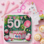 Ping pong 50e verjaardag met taart papieren bordje (Feest)