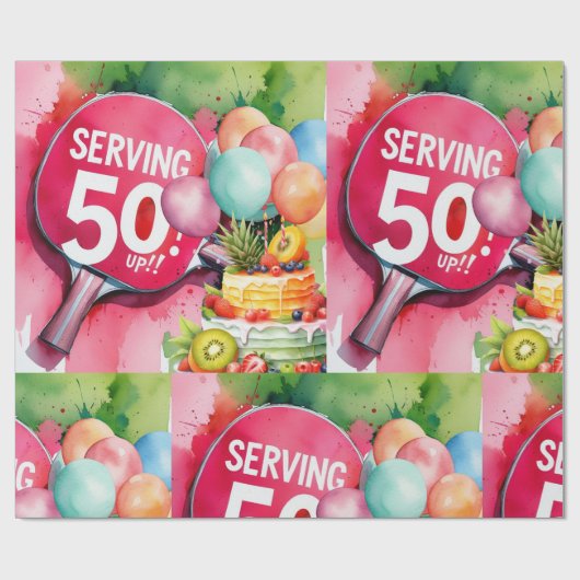 Ping Pong 50ste verjaardag Cadeaupapier (Vlak)