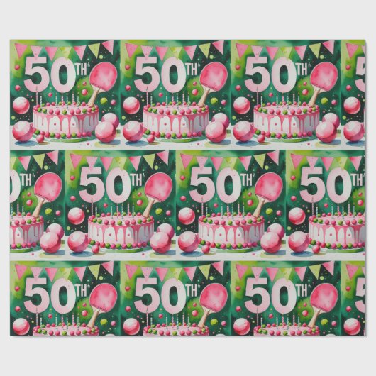 Ping Pong 50ste verjaardag Cadeaupapier (Vlak)
