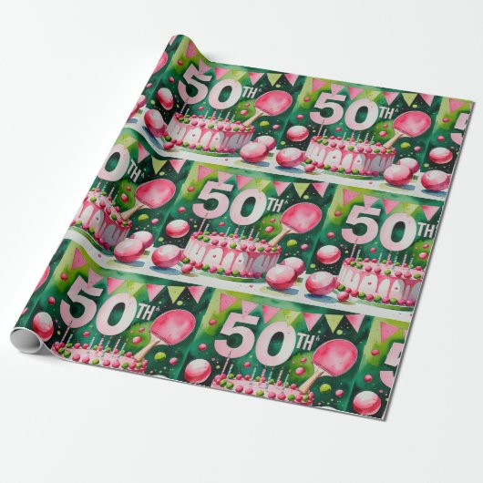 Ping Pong 50ste verjaardag Cadeaupapier (Uitgerold)
