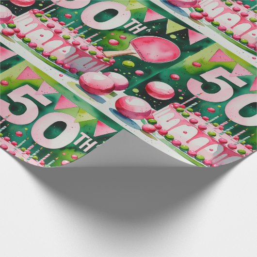 Ping Pong 50ste verjaardag Cadeaupapier (Hoek)