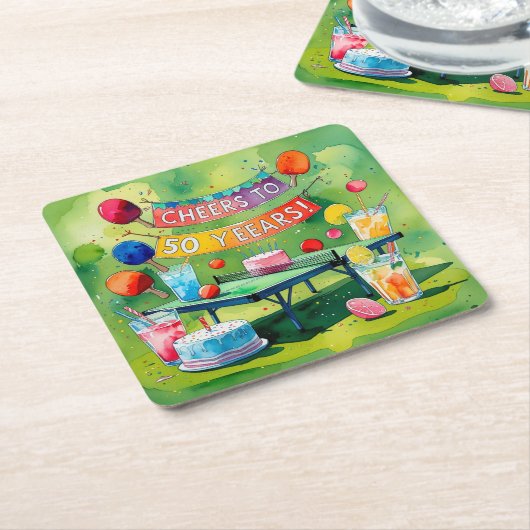 Ping Pong 50ste verjaardag Kartonnen Onderzetters (Schuin)