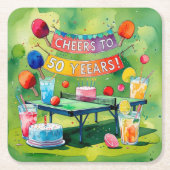 Ping Pong 50ste verjaardag Kartonnen Onderzetters (Voorkant)